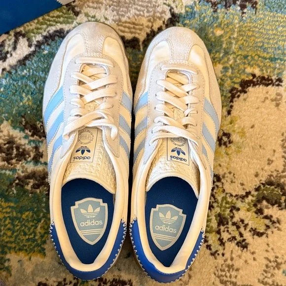 Adidas Gazelle Classic Off White and Clear Sky Blue Sneakers Sz 9 - Picture 10 of 12